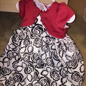 Red white rose dress